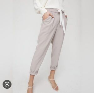 Aritzia Wilfred Allant pants,‎ linen blend, ankle,cropped,silk self-tie,6